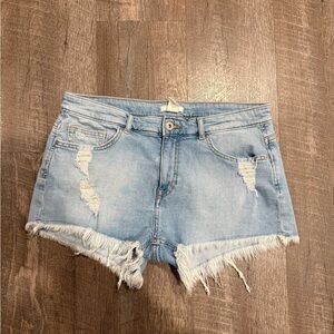 H&M Sky Blue Distressed Denim Shorts